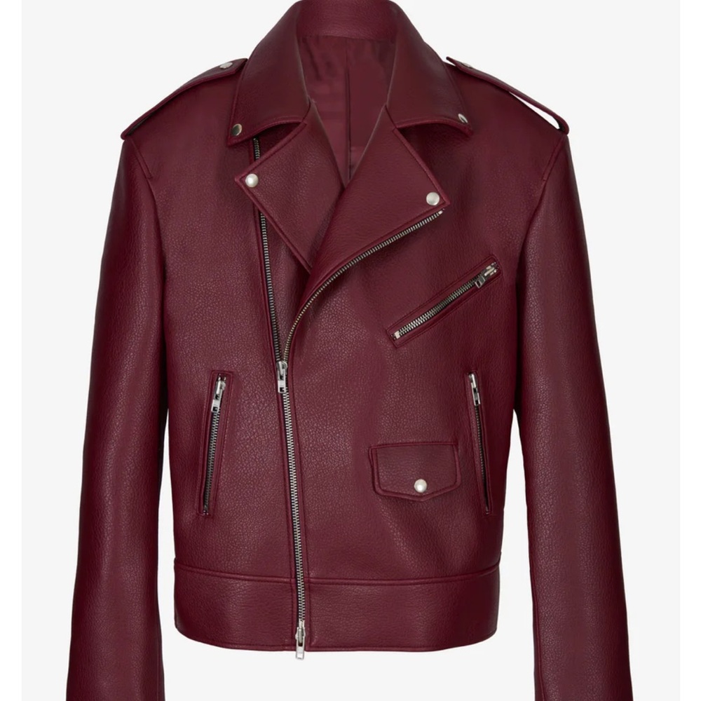 The Frankie Shop Burgundy Leather Jacket